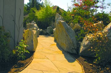A pathway to a privacy screened garden